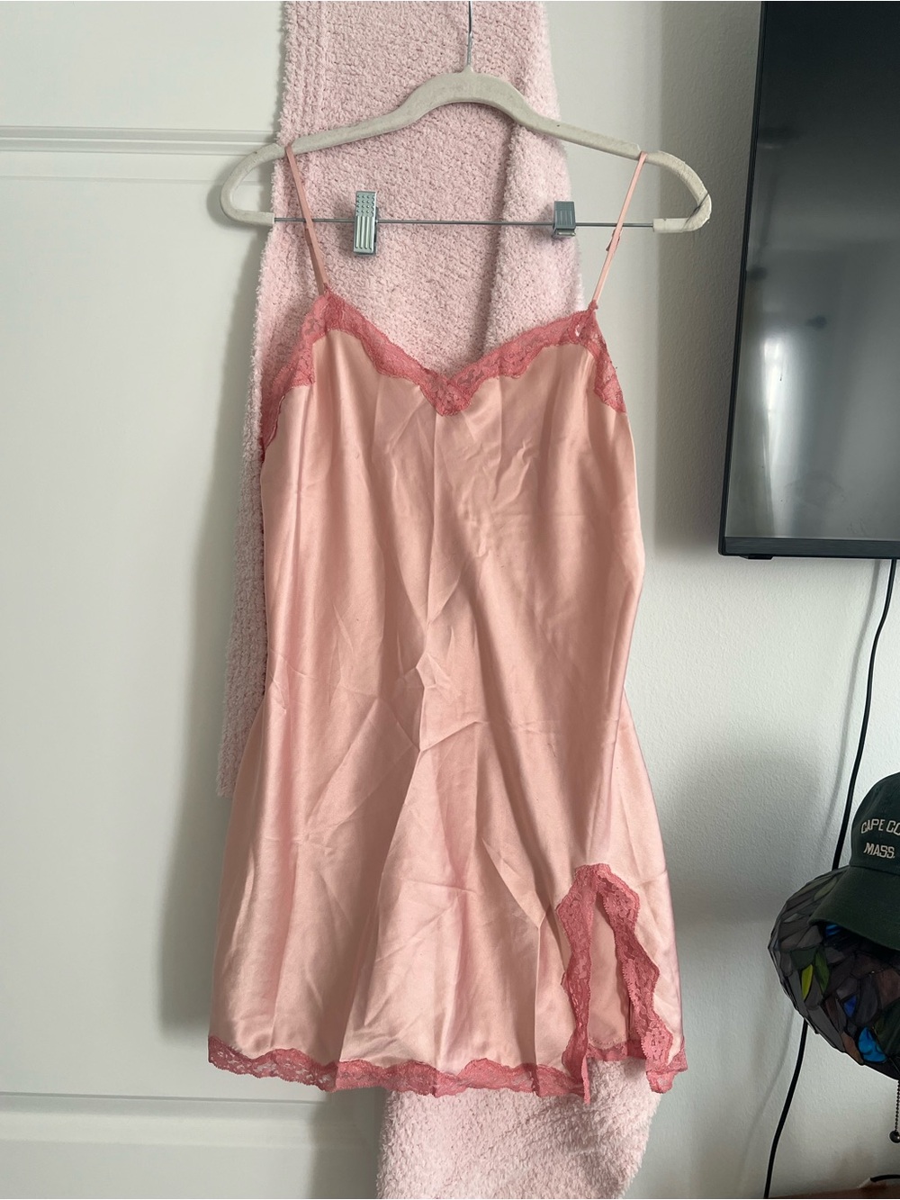 Women's Pink Lace-Trim Slip Dress